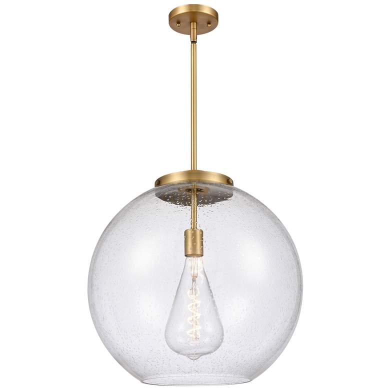 Image 1 Athens 18" Brushed Brass Pendant w/ Seedy Shade
