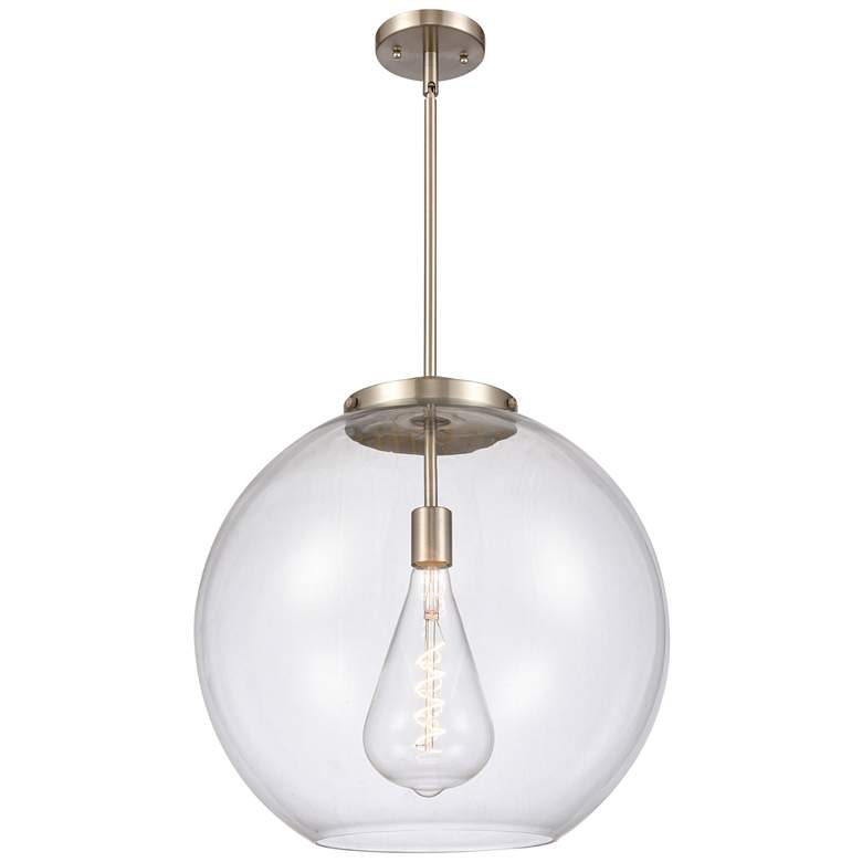 Image 1 Athens 18 inch Brushed Satin Nickel Pendant w/ Clear Shade