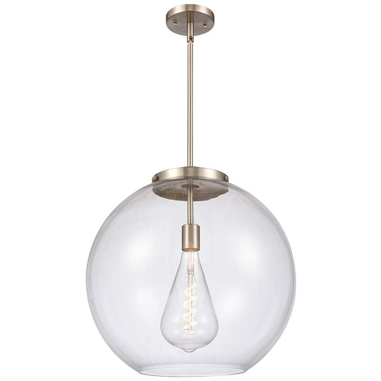 Image 1 Athens 18" Brushed Satin Nickel Pendant w/ Clear Shade