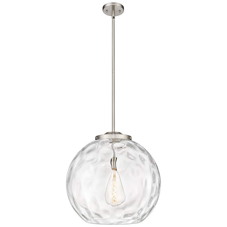 Image 1 Athens 18" Brushed Satin Nickel Pendant w/ Clear Water Glass Shade