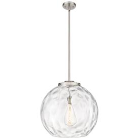 Athens 18" Brushed Satin Nickel Pendant w/ Clear Water Glass Shade Athens 18" Brushed Satin Nickel Pendant w/ Clear Water Glass Shade