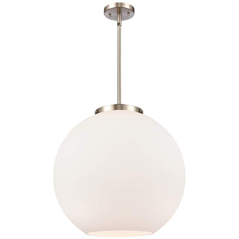 Image 1 Athens 18" Brushed Satin Nickel Pendant w/ Matte White Shade