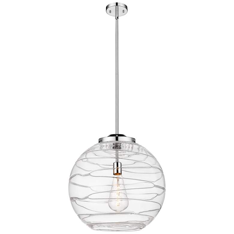 Image 1 Athens 18" Polished Chrome Pendant w/ Clear Deco Swirl Shade