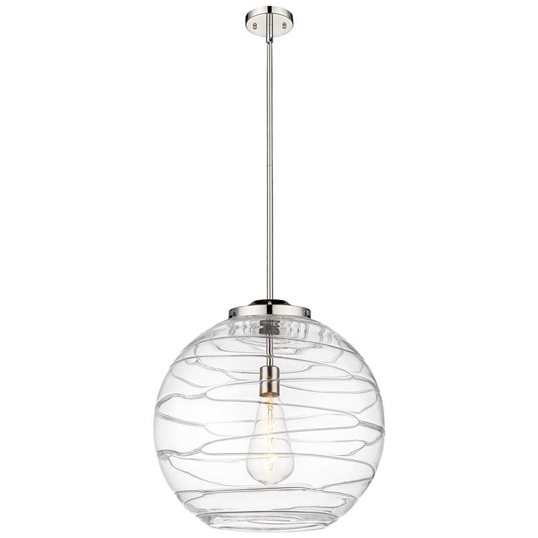 Image 1 Athens 18" Polished Nickel Pendant w/ Clear Deco Swirl Shade
