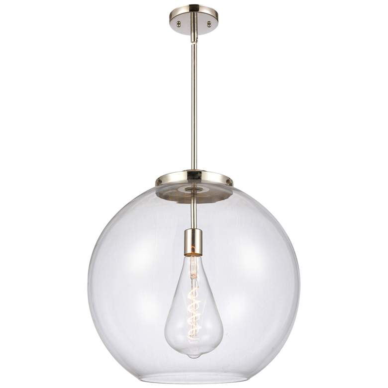 Image 1 Athens 18" Polished Nickel Pendant w/ Clear Shade