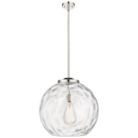 Athens 18" Polished Nickel Pendant w/ Clear Water Glass Shade Athens 18" Polished Nickel Pendant w/ Clear Water Glass Shade