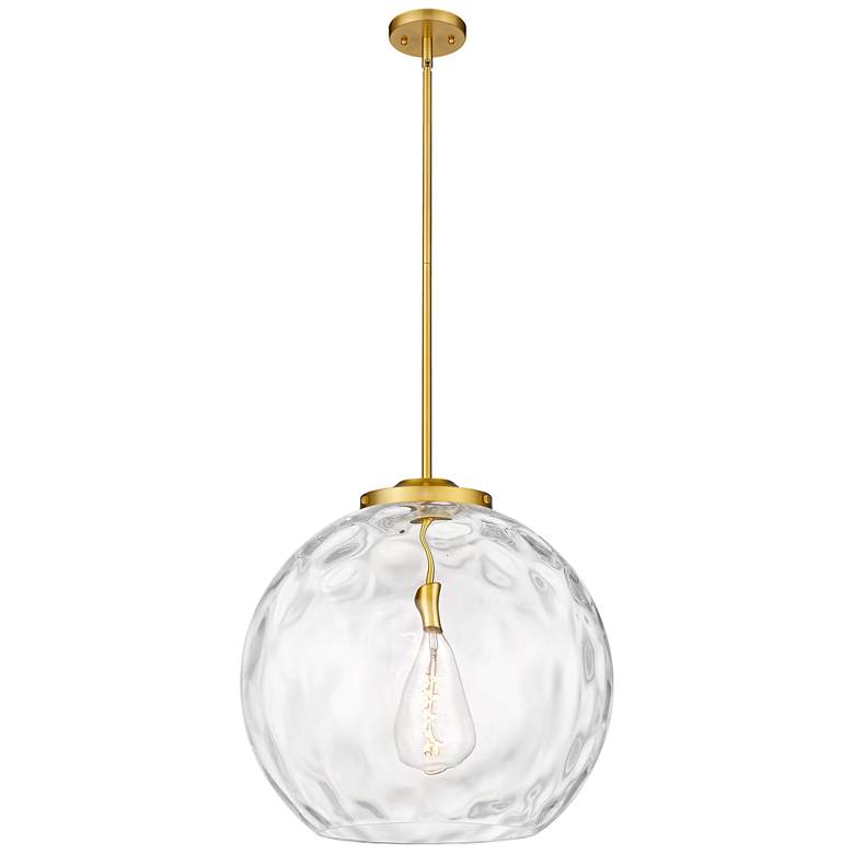 Image 1 Athens 18" Satin Gold Pendant w/ Clear Water Glass Shade
