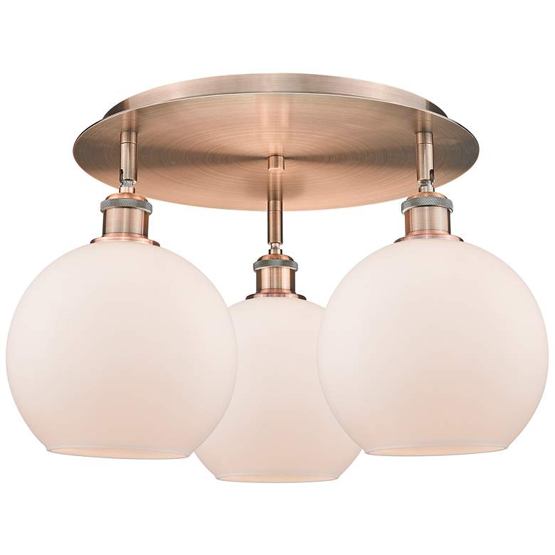 Image 1 Athens 19.75" Wide 3 Light Antique Copper Flush Mount w/ Matte White S