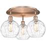 Athens 19.75" Wide 3 Light Antique Copper Flush Mount w/ Water Glass S