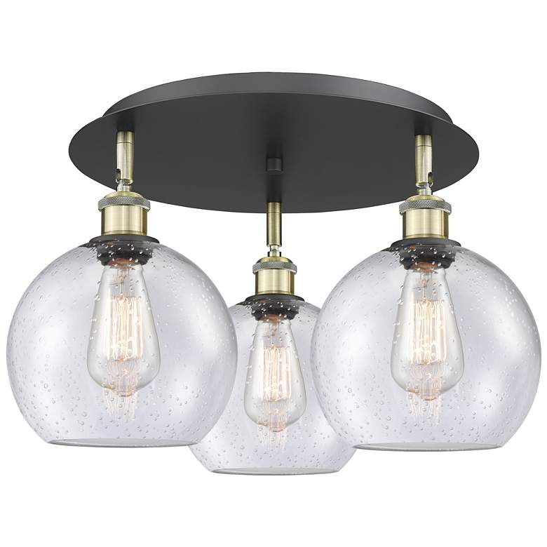 Image 1 Athens 19.75" Wide 3 Light Black Antique Brass Flush Mount With Seedy