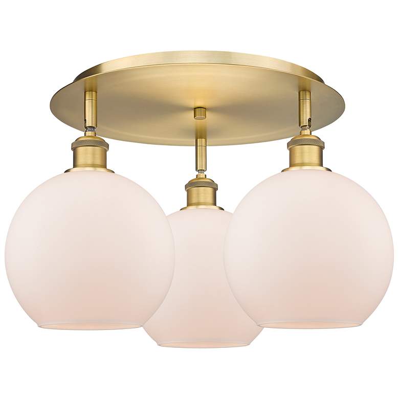 Image 1 Athens 19.75" Wide 3 Light Brushed Brass Flush Mount With Matte White