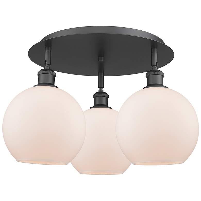 Image 1 Athens 19.75" Wide 3 Light Matte Black Flush Mount With Matte White Sh