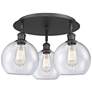 Athens 19.75" Wide 3 Light Matte Black Flush Mount With Seedy Glass Sh