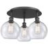 Athens 19.75" Wide 3 Light Matte Black Flush Mount With Seedy Glass Sh