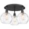 Athens 19.75" Wide 3 Light Matte Black Flush Mount With Water Glass Sh