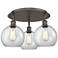 Athens 19.75" Wide 3 Light Oil Rubbed Bronze Flush Mount With Clear Sh