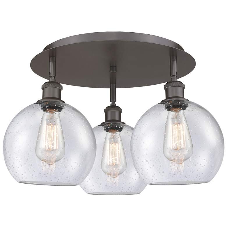 Image 1 Athens 19.75" Wide 3 Light Oil Rubbed Bronze Flush Mount With Seedy Sh