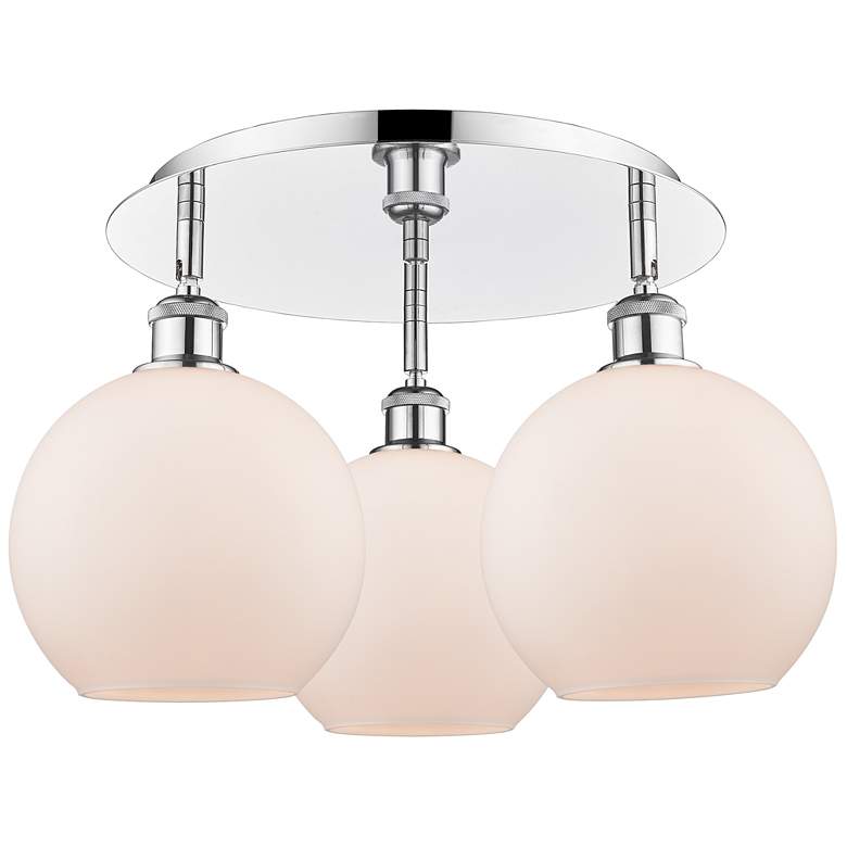 Image 1 Athens 19.75" Wide 3 Light Polished Chrome Flush Mount w/ Matte White