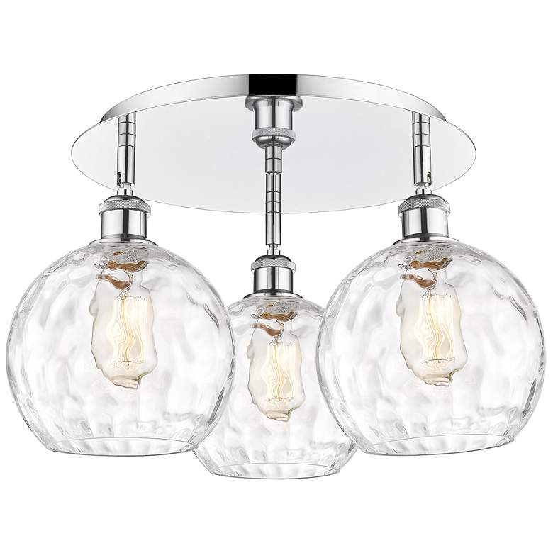 Image 1 Athens 19.75 inch Wide 3 Light Polished Chrome Flush Mount w/ Water Glass 