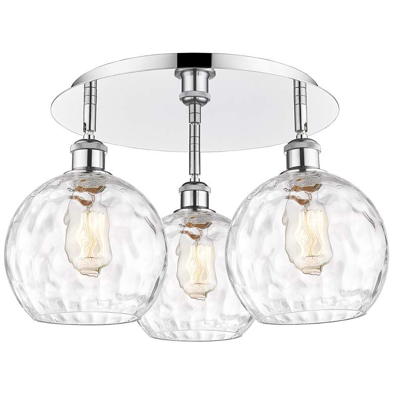 Image 1 Athens 19.75" Wide 3 Light Polished Chrome Flush Mount w/ Water Glass