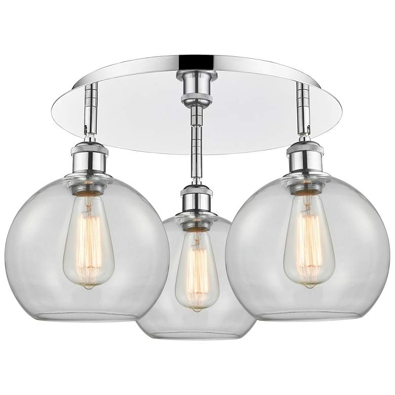 Image 1 Athens 19.75" Wide 3 Light Polished Chrome Flush Mount With Clear Shad