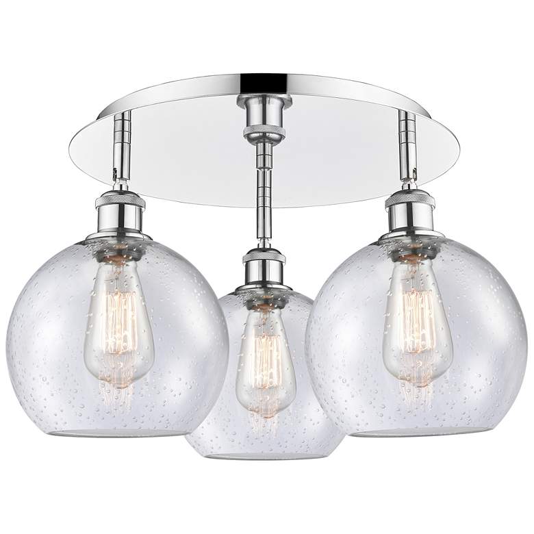 Image 1 Athens 19.75" Wide 3 Light Polished Chrome Flush Mount With Seedy Shad