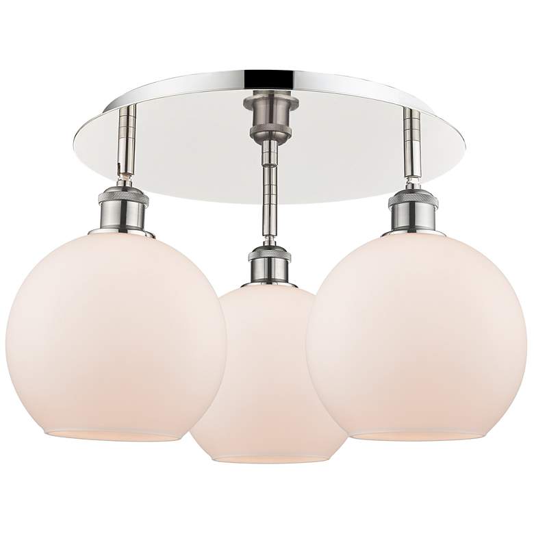 Image 1 Athens 19.75" Wide 3 Light Polished Nickel Flush Mount w/ Matte White