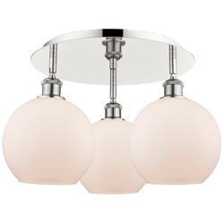 Athens 19.75" Wide 3 Light Polished Nickel Flush Mount w/ Matte White