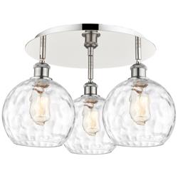 Athens 19.75" Wide 3 Light Polished Nickel Flush Mount w/ Water Glass