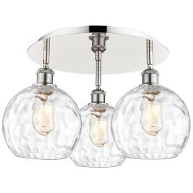 Athens 19.75" Wide 3 Light Polished Nickel Flush Mount w/ Water Glass Athens 19.75" Wide 3 Light Polished Nickel Flush Mount w/ Water Glass