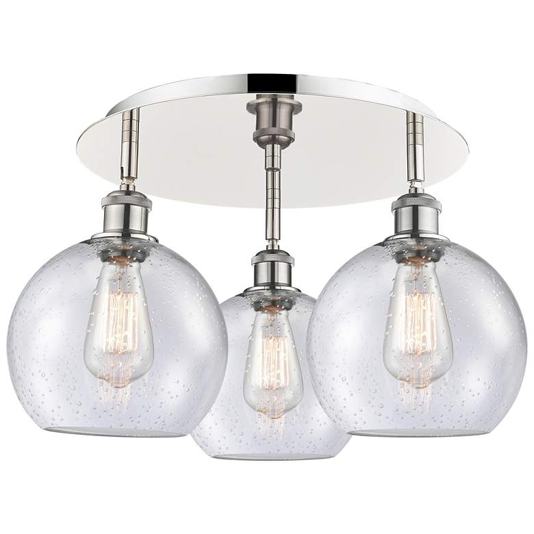 Image 1 Athens 19.75" Wide 3 Light Polished Nickel Flush Mount With Seedy Shad