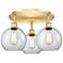 Athens 19.75" Wide 3 Light Satin Gold Flush Mount With Clear Glass Sha