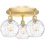 Athens 19.75" Wide 3 Light Satin Gold Flush Mount With Water Glass Sha