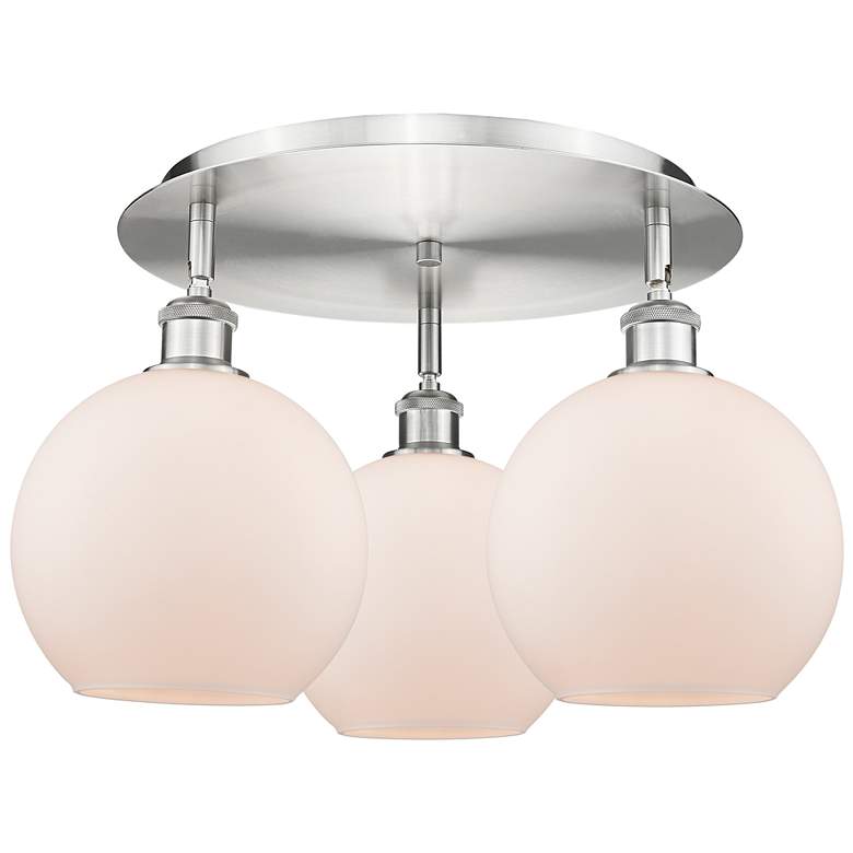 Image 1 Athens 19.75" Wide 3 Light Satin Nickel Flush Mount With Matte White S