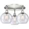 Athens 19.75" Wide 3 Light Satin Nickel Flush Mount With Seedy Glass S
