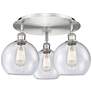 Athens 19.75" Wide 3 Light Satin Nickel Flush Mount With Seedy Glass S