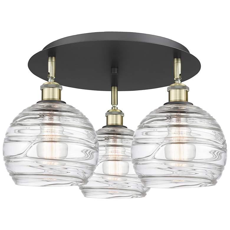 Image 1 Athens 19.75"W 3 Light Black Antique Brass Flush Mount w/ Deco Swirl S