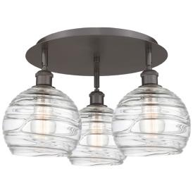Athens 19.75"W 3 Light Oil Rubbed Bronze Flush Mount With Deco Swirl S Athens 19.75"W 3 Light Oil Rubbed Bronze Flush Mount With Deco Swirl S