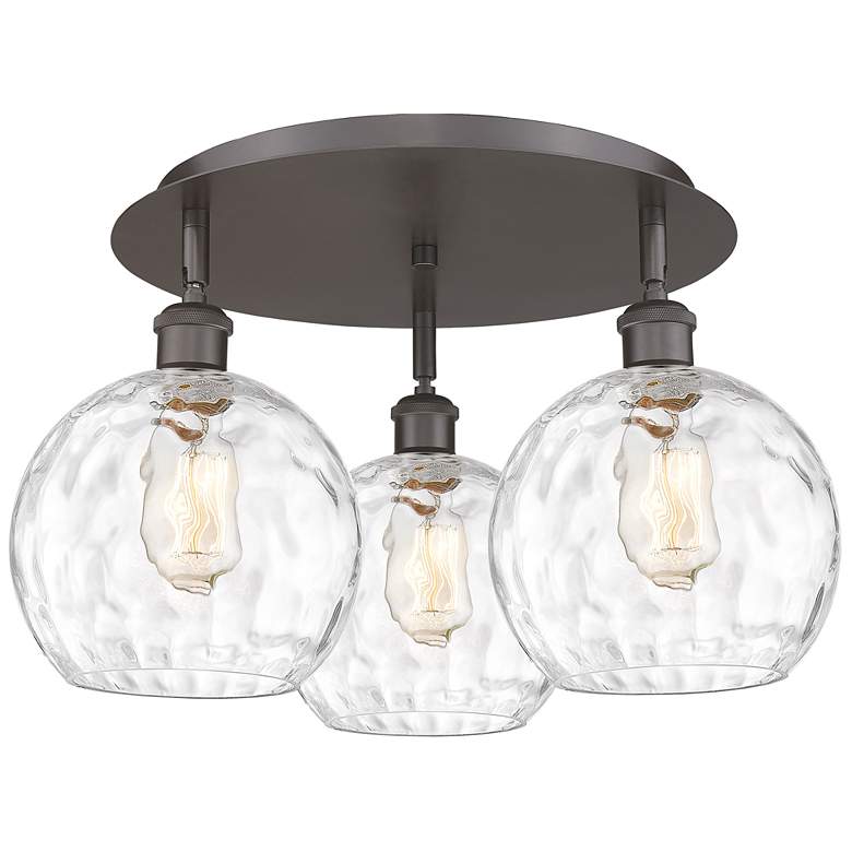 Image 1 Athens 19.75"W 3 Light Oil Rubbed Bronze Flush Mount With Water Glass