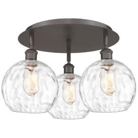 Athens 19.75"W 3 Light Oil Rubbed Bronze Flush Mount With Water Glass Athens 19.75"W 3 Light Oil Rubbed Bronze Flush Mount With Water Glass