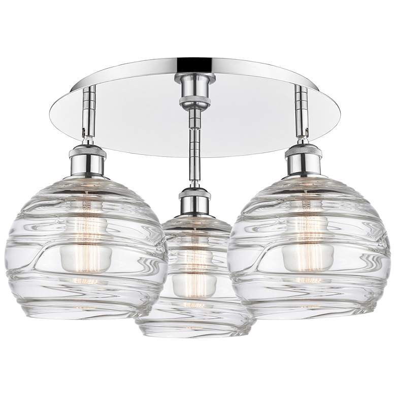 Image 1 Athens 19.75"W 3 Light Polished Chrome Flush Mount With Deco Swirl Sha