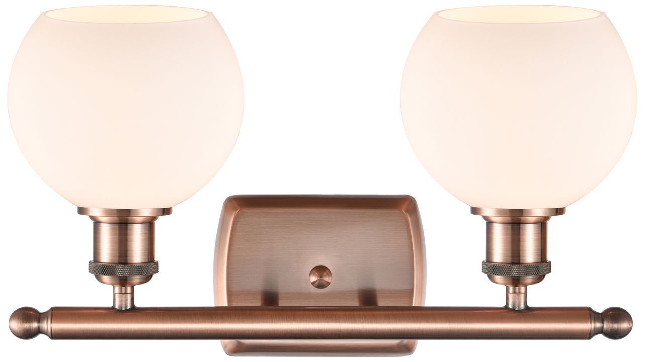 Image 4 Athens 2 Light 16" Bath Light - Antique Copper - Matte White Shade more views