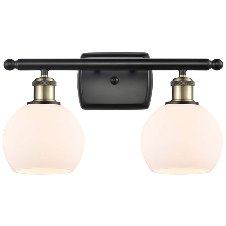 Image 1 Athens 2 Light 16" Bath Light - Black Antique Brass - Matte White Shad