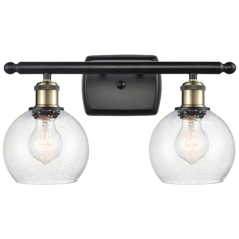 Image 1 Athens 2 Light 16" Bath Light - Black Antique Brass - Seedy Shade