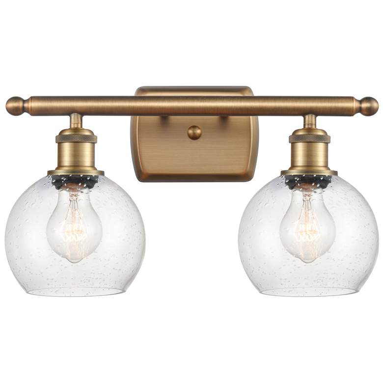 Image 1 Athens 2 Light 16" Bath Light - Brushed Brass - Seedy Shade
