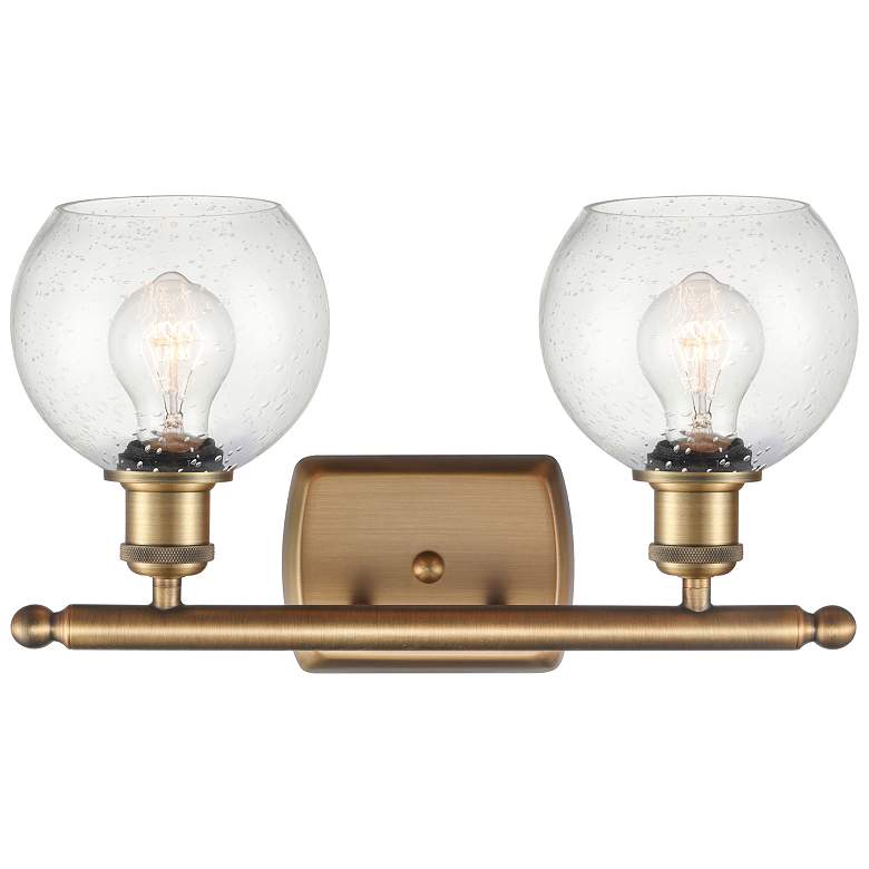 Image 2 Athens 2 Light 16" Bath Light - Brushed Brass - Seedy Shade more views