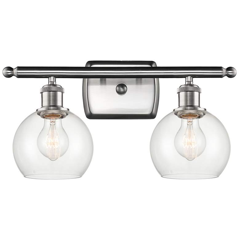 Image 1 Athens 2 Light 16" Bath Light - Brushed Satin Nickel - Clear Shade