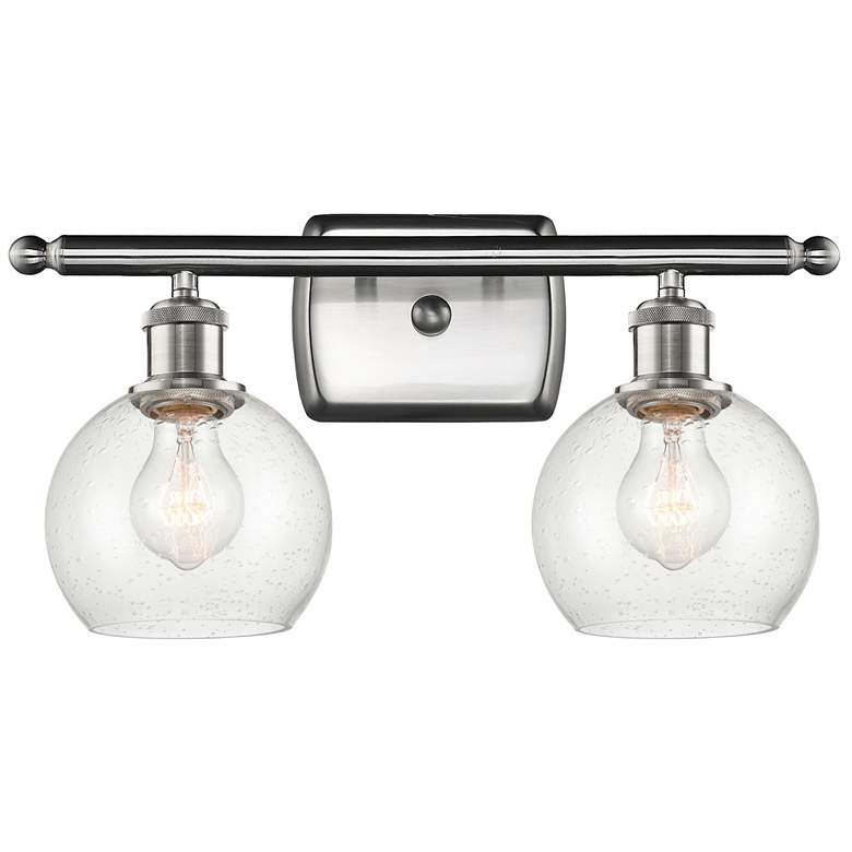 Image 1 Athens 2 Light 16" Bath Light - Brushed Satin Nickel - Seedy Shade