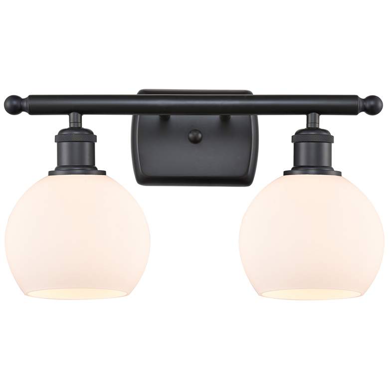 Image 1 Athens 2 Light 16" Bath Light - Matte Black - Matte White Shade