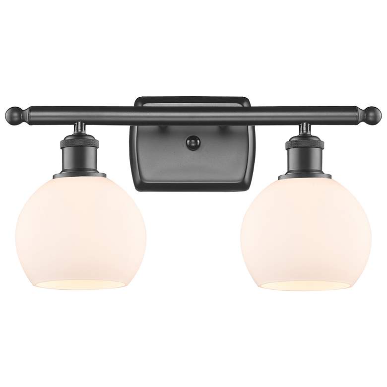 Image 1 Athens 2 Light 16" Bath Light - Oil Rubbed Bronze - Matte White Shade